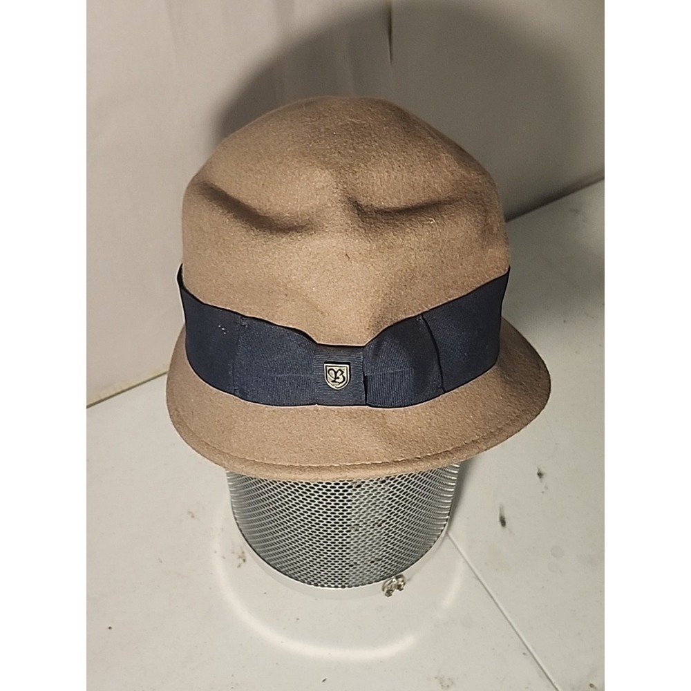 Brixton Wool Fedora Hat Tan w/ Navy Band – Size Medium 7 1/4 (58cm)